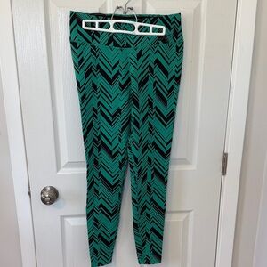 Nike Black and Green Dri-FIT Leggings